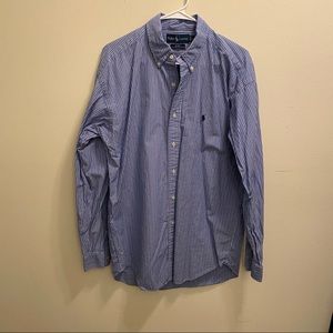 Polo Ralph Lauren Blue Stripe Shirt Large L EUC